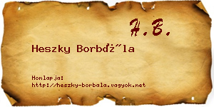 Heszky Borbála névjegykártya